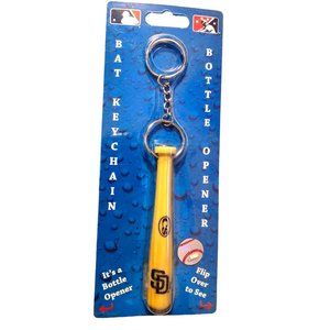 SAN DIEGO PADRES MINI BASEBALL BAT KEYCHAIN KEY RING WITH BOTTLE OPENER MLB